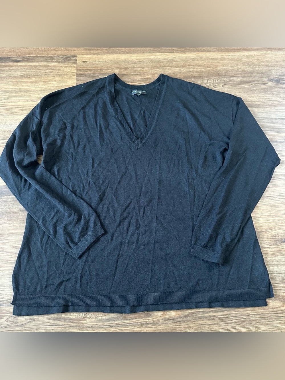 Lane Bryant Women 18/20 Sweater Fine Merino Wool Lightweight Black V-Neck Preppy